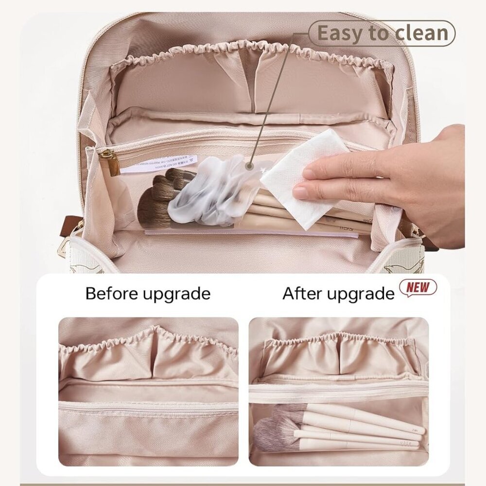 Travel Makeup Bag, Large Capacity Cosmetic Bags for Women, Waterproof Portable P - Picture 3 of 8